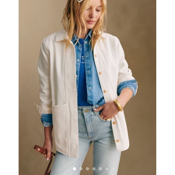 Sezane Jackets & Blazers - Sezane Will Jacket Ecru Organic Cotton Denim Overshirt XS Neutral Oversized